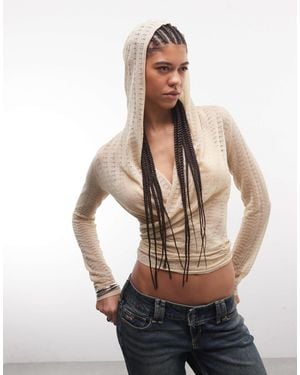 I.AM.GIA Irina Hooded Knitted Wrap Top - Metallic