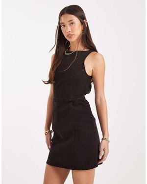ASOS Denim Mini Dress With Cut Out Back Detail - Black