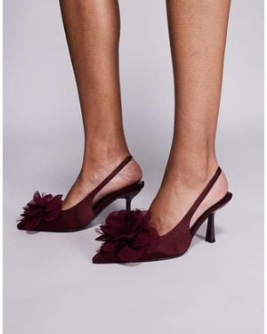 ASOS Sunrise Corsage Slingback Mid Heeled Shoes - Brown