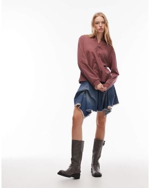 AllSaints Crissy - jupe en jean à volants - délavage clair - Bleu