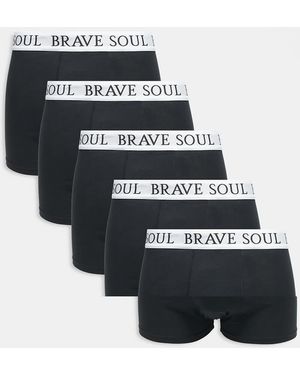 Brave Soul 5 Pack Boxers With Logo Waistband - Black
