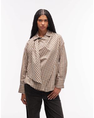 ASOS Wrap Scarf Detail Oversized Shirt - Natural