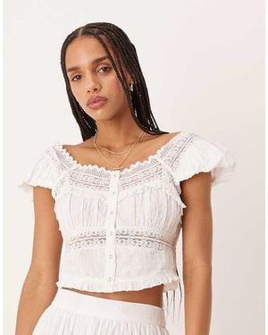 Nobody's Child Lola Panelled Milkmaid Crop Top - White
