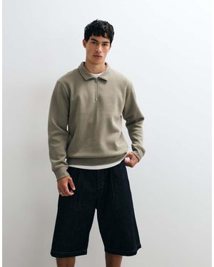 Jack & Jones Quarter Zip Collared Sweatshirt - Grey