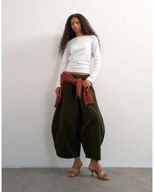 TOPSHOP Cord Mid Length Ovoid Trouser - White
