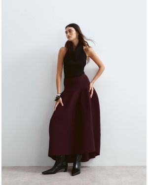 ARRANGE Knitted Sculpted Tulip Midi Skirt - Brown