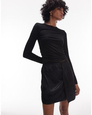 TOPSHOP Sarong Mini Skirt - Black