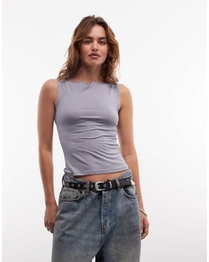 Weekday Annie Super Soft Boat Neck Tank Top - Gray