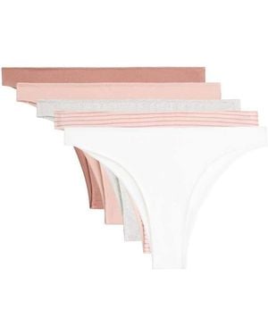 Oysho 5 Cotton Blend Brazilian Briefs - White