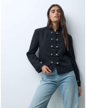 ASOS Hoogsluitende Jas Met Sierknopen - Blauw