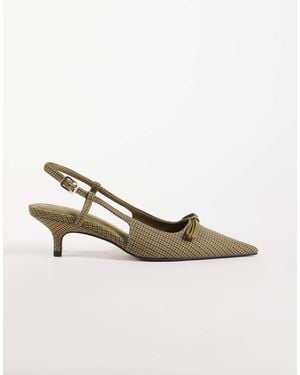 ASOS Skippy Bow Detail Slingback Kitten Heel Shoes - Natural
