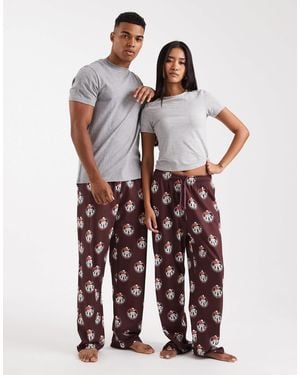 ASOS Lounge Bottoms With Disney's Christmas Mickey Mouse Graphic - Red