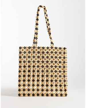 ASOS Maxi Borsa Con Perline Effetto Legno - Metallizzato
