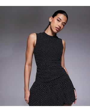 The Frolic Exclusive Sleeveless High Neck Pleated Drop Hem Dress - Black