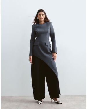 ARRANGE Tailored Asymmetric Longline Top - Grey