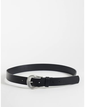 ASOS Wave Molten Buckle Faux Leather Belt - Grey