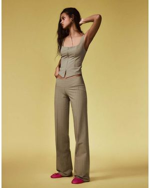 Bershka Low-rise Cummerbund Trousers - Natural