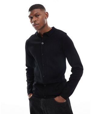 Threadbare – langärmliges strickhemd - Blau