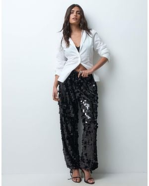 Never Fully Dressed Pantalon ballon à sequins disque, taille élastiquée, - Gris