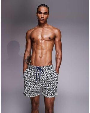 South Beach Fish Print Swim Shorts - Blue