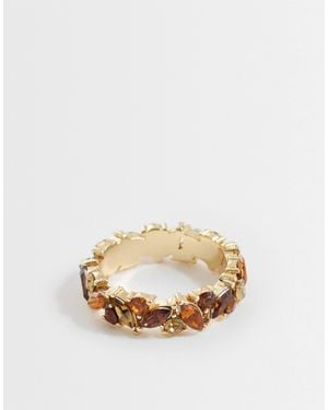 ASOS Asos Design Curve Ring With Amber Resin - White