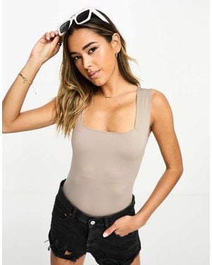 River Island Square Neck Slinky Bodysuit - White