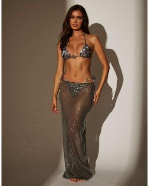 South Beach Sequin Mesh Maxi Skirt - Brown