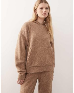 Collusion Oversized Knitted Co-ord Hoodie - Brown