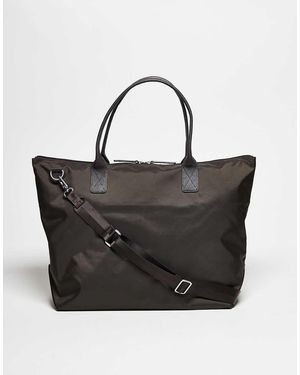 ARKET Uniseks Nylon 36-Uur Logeer-Tote Tas Met Leren Band - Zwart