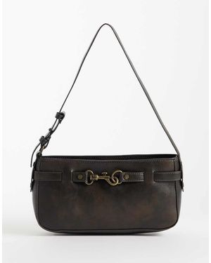 Abercrombie & Fitch Bolso De Hombro Años 2000 Con Detalle Metálico En Desgastado - Negro