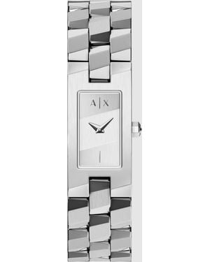 ARMANI EXCHANGE Uhr mit zwei zeigern aus edelstahl - Weiß