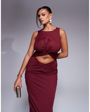 Taideux Fuller Bust Nikki Jersey Cut Out Midaxi Dress With Twist Detail - Red