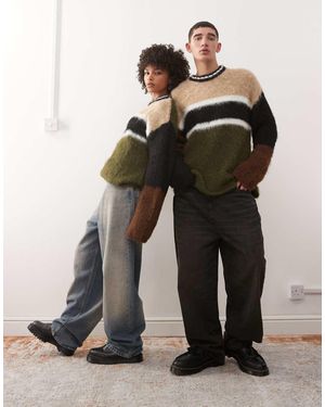 The Ragged Priest Mix Panel Mohair Jumper - Black