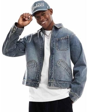 ASOS Denim Boxy Harrington Jacket - Blue