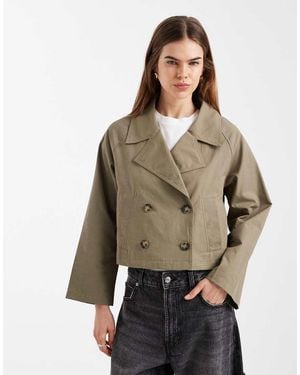 Mango Teen Cotton Rich Cropped Trench Coat - Brown