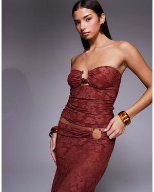 South Beach Top Playero Color Óxido Con Escote Palabra De Honor De Devoré De -Naranja - Rojo