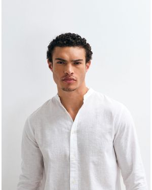 Only & Sons Linen Mix Grandad Collar Shirt - White