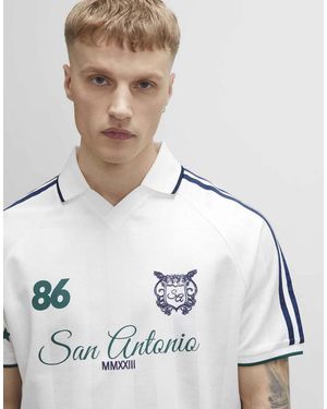 River Island Oversized Stripe Football Polo Shirt - White
