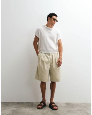 Weekday Oversized Long Chino Shorts - Natural
