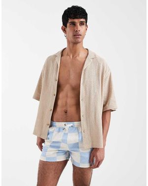 Aray Pantaloncini Da Bagno Medio Con Stampa A Scacchi - Bianco