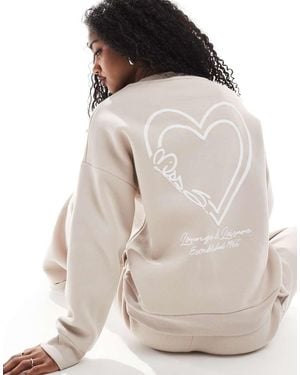 Miss Selfridge Oversized Puff Print Logo Sweatshirt Co Ord - Natural
