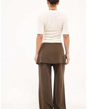 NA-KD Skirt Detail Wide Leg Trouser - Natural