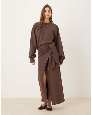 ASOS Circular Design Collection Wrap Midi Sweat Dress - Brown