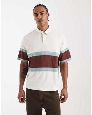 New Look Boxy Blocked Rugby Polo - White