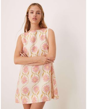 Vrg Grl Aftersun Bloom Floral Linen Shift Dress - Pink