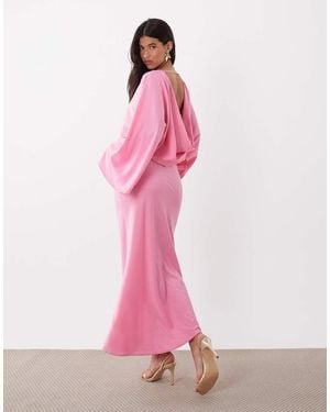 Gina Tricot Draped Back Maxi Dress - Pink