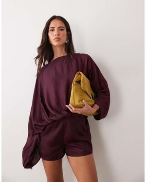 ASOS Playsuit Ad Ali Di Pipistrello Bordeaux - Viola