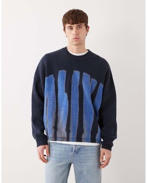Weekday Oversized Gebreide Trui Met Grafische Print - Blauw