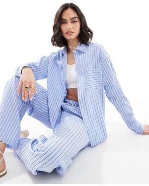 Threadbare Camisa A Rayas Extragrande Con Botones De (Parte De Un Conjunto) - Azul