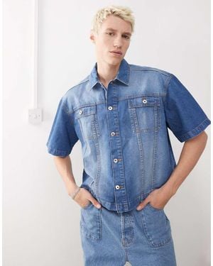 Collusion Denim Boxy Shirt - Blue